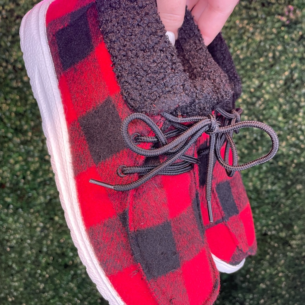 Gypsy Jazz Buffalo Plaid Sherpa Shoes